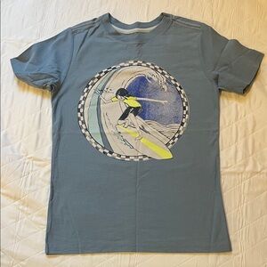 Tea Collection Surf Graphic Tee in Dusty Blue with Yellow Accents